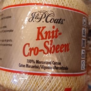 J.P.Coats Knit-Cro-Sheen crochet thread spool maize 150yds sz 10
